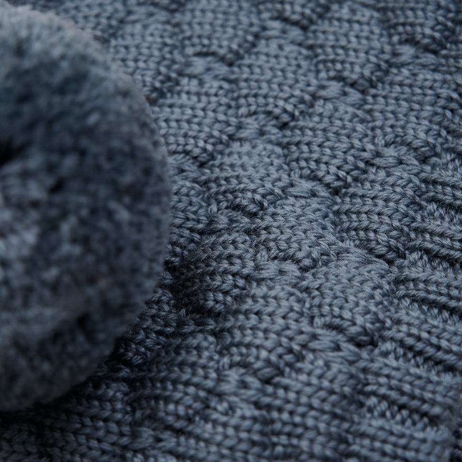 Húfa - Ull - Pom - Dark Navy