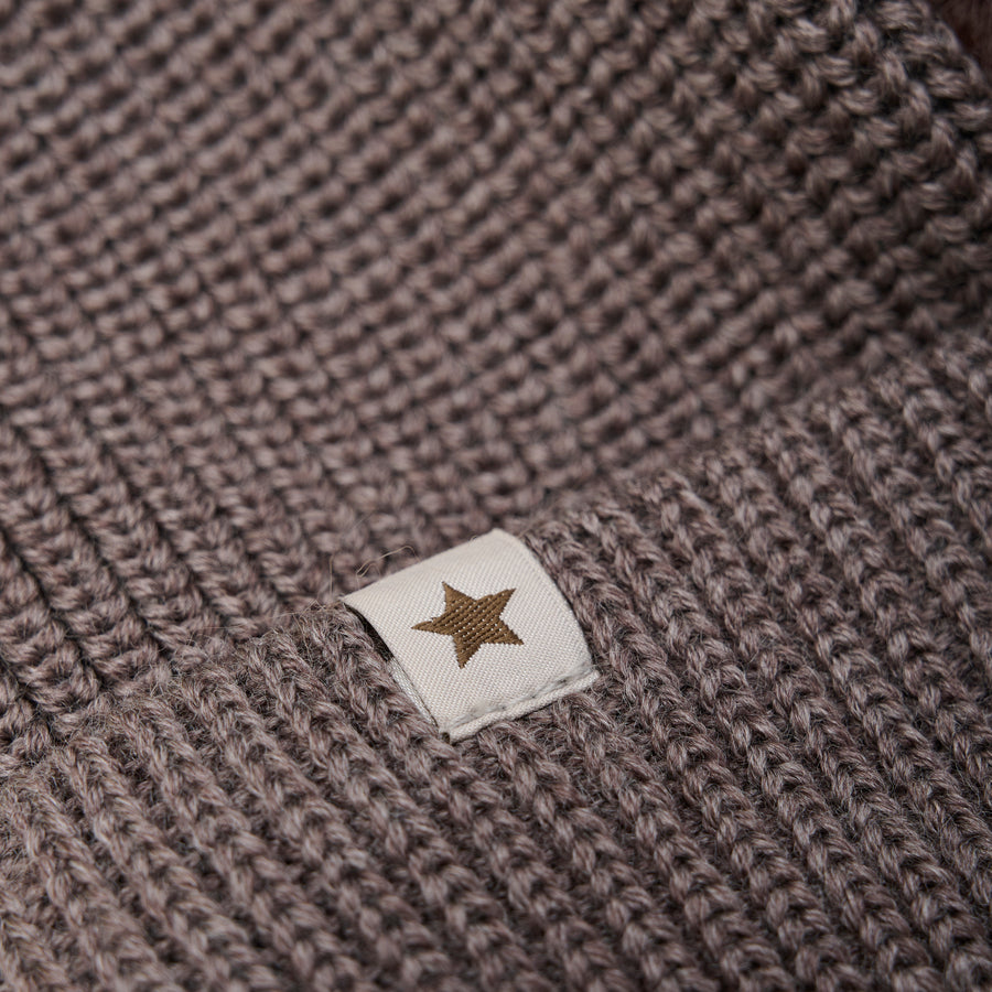 Húfa - Ull - PomPom - Brown Melange