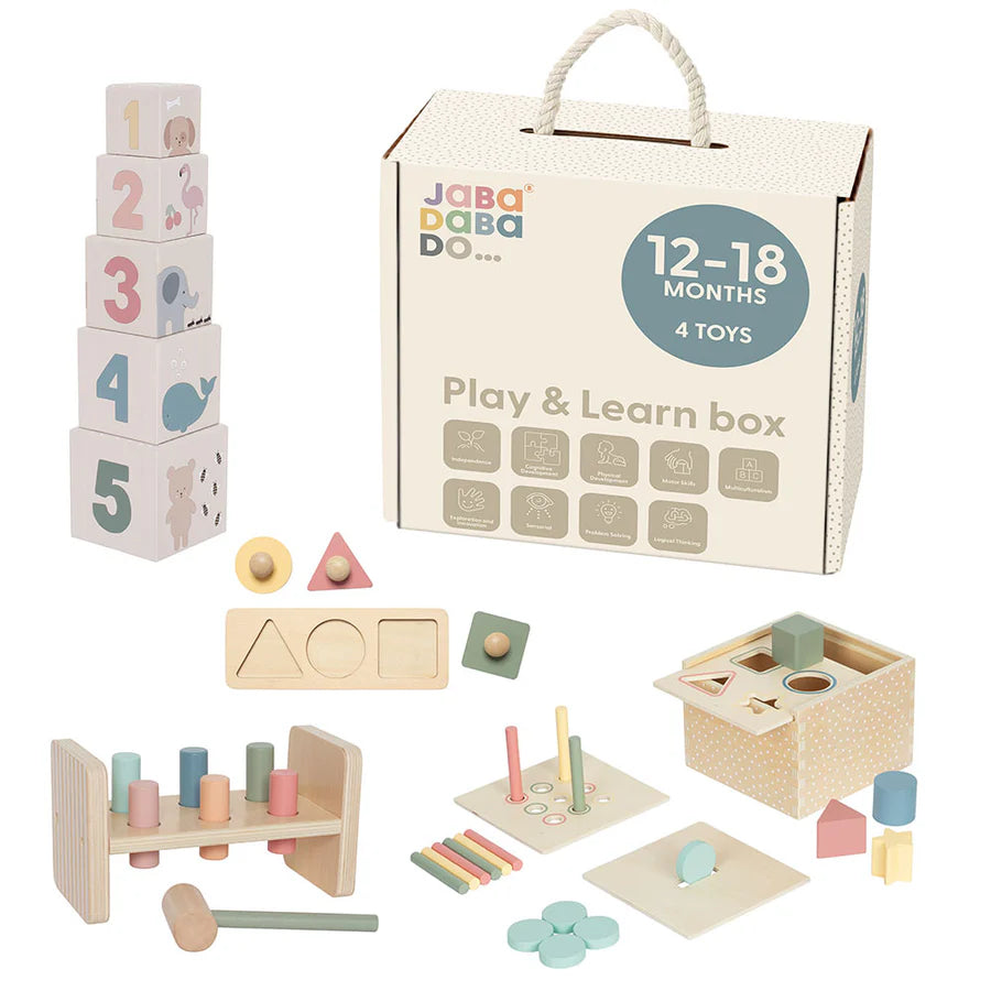 Play & Learn Box - 4 leikföng - 12-18mánaða