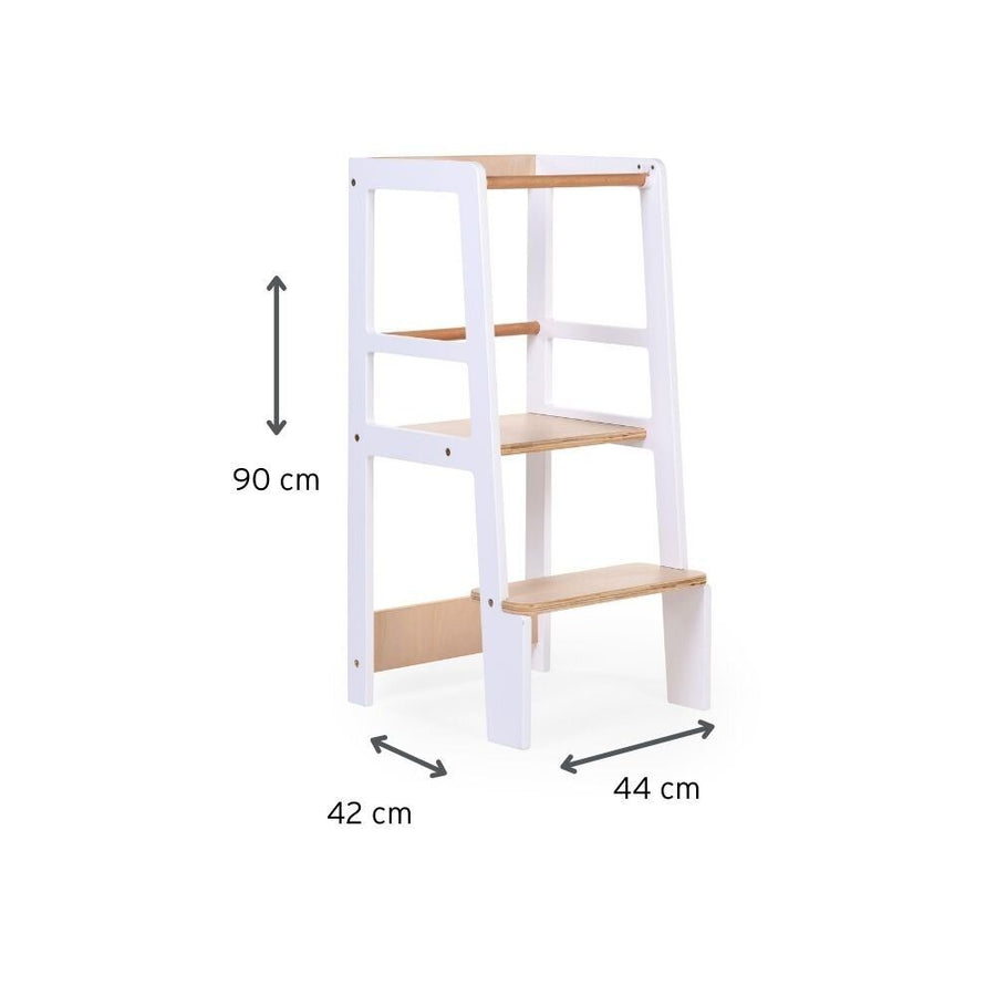 Eldhústurn - Learning Tower - White Natural