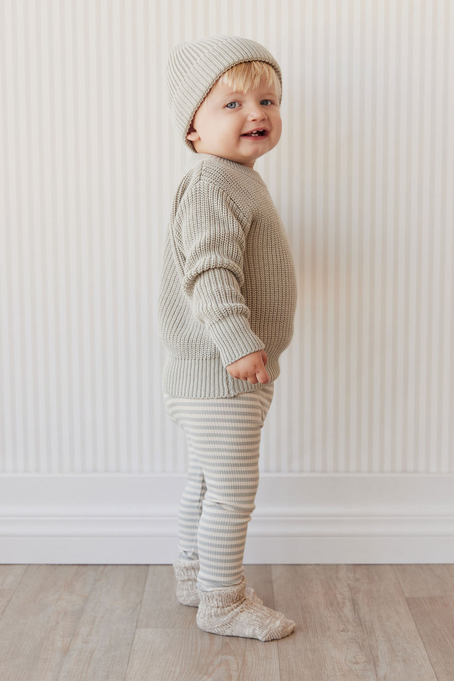 Leggings - Jamie Kay - Narrow Stripe Willow/Soft Clay