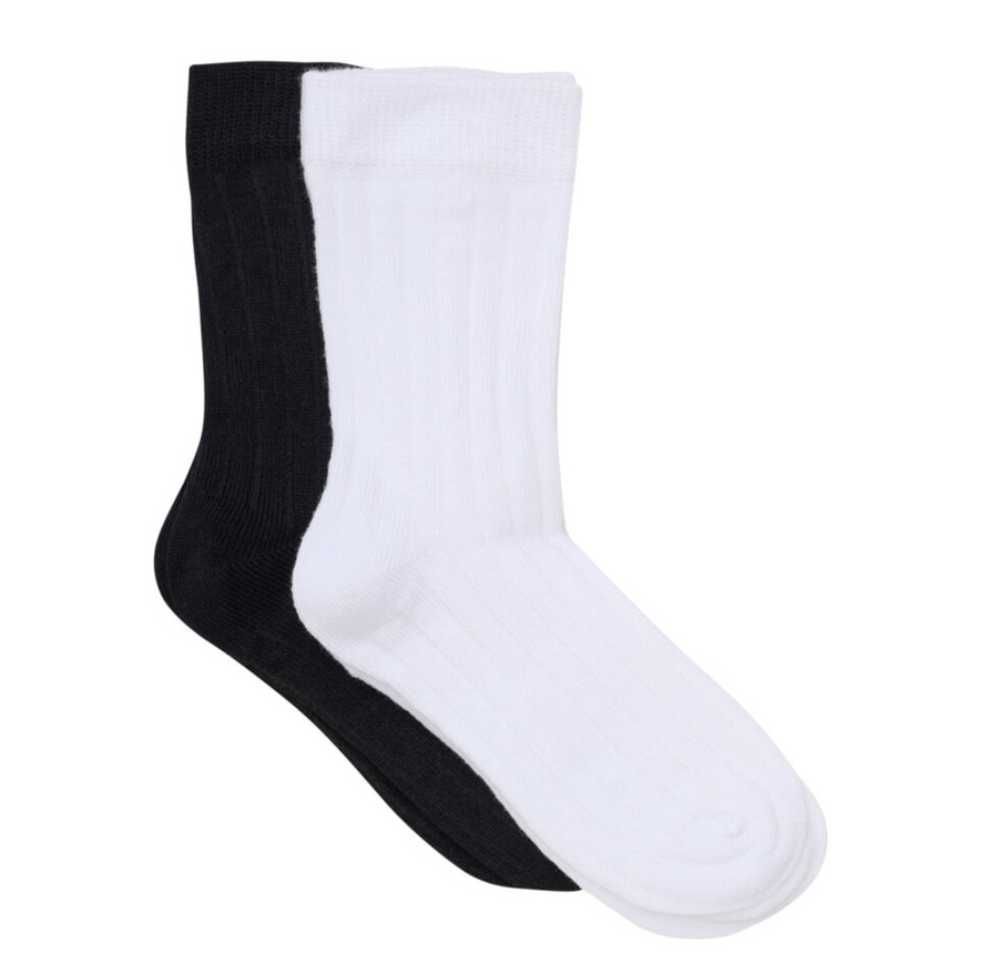 Sokkar - Rib - 2stk - Black/white